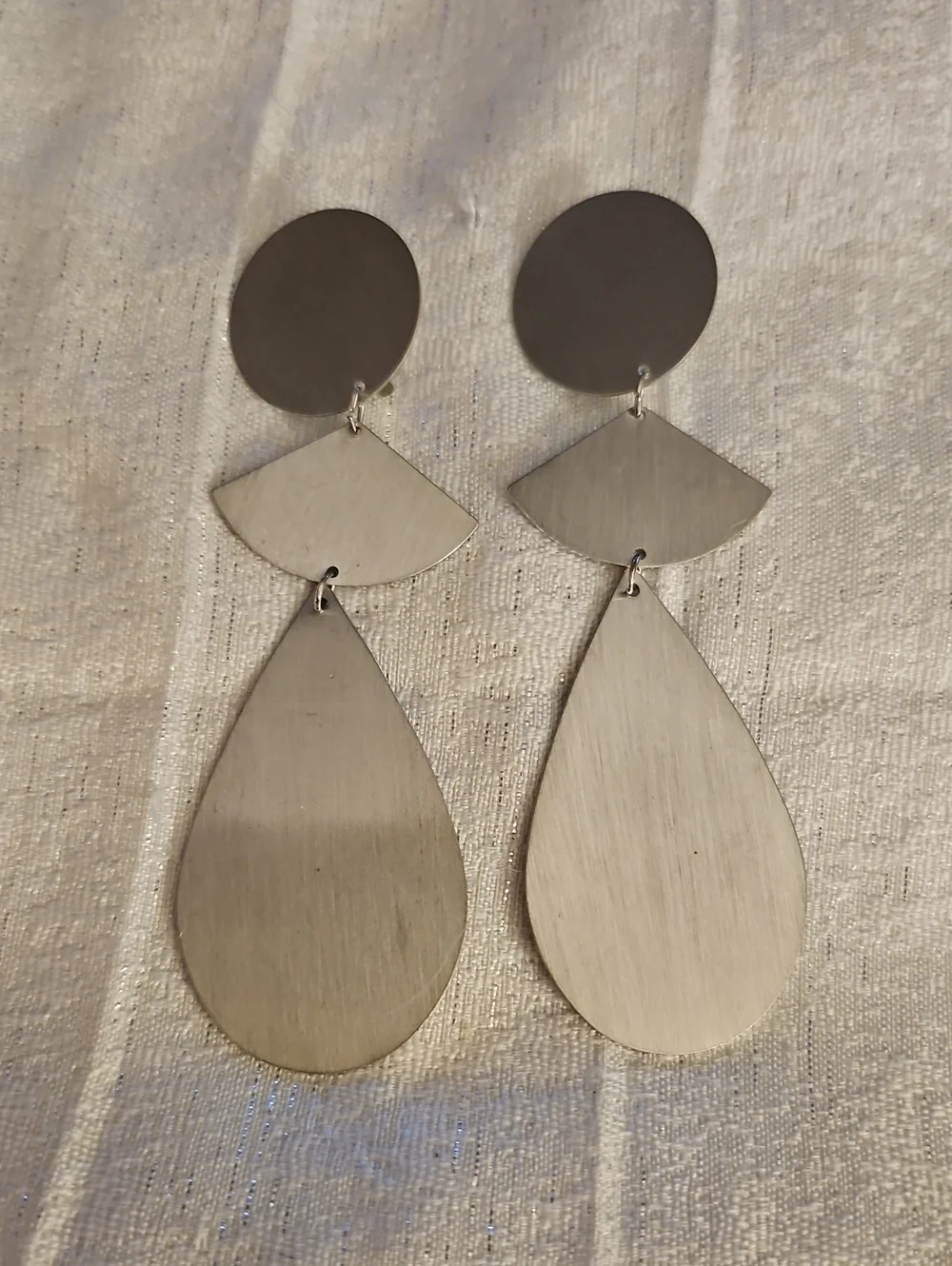 3/$30 Brushed Metal Geometric Teardrop Drop Clip-on Earrings